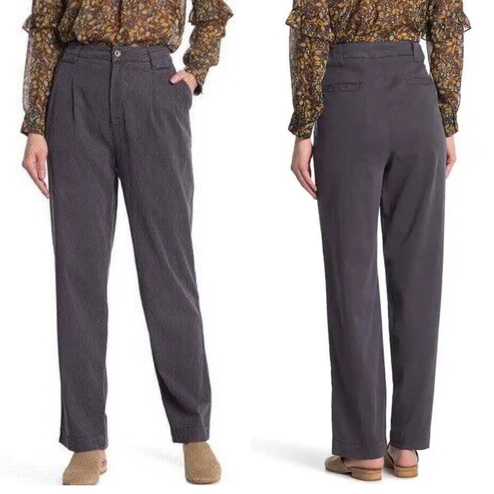 Ba&sh carbone gray pleated high waisted lady pants